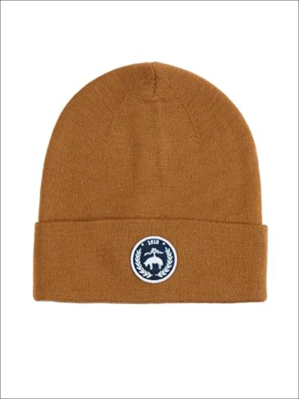 Merino Blend Double-Layer Knit Beanie with Logo Patch